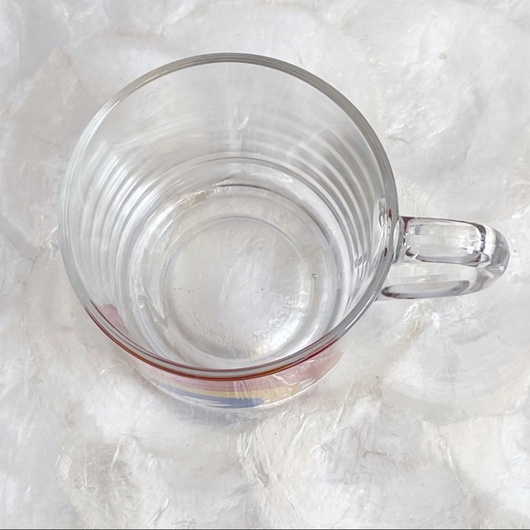 Vtg Clear Red Yellow Blue Rainbow Glass Mug 1970s - Picture 8 of 10